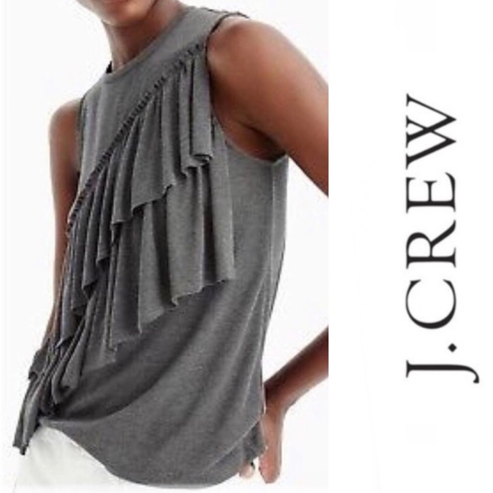 J.Crew Olive Green Asymmetrical Ruffle Tank Top - Picture 6 of 6
